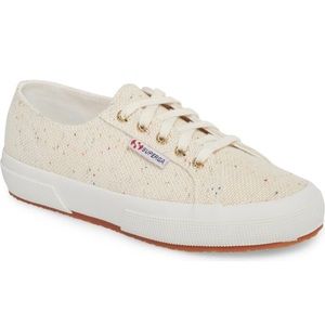 Superga 2750 Speckle Textured Fabric Low Top Sneakers Beige Multicolor Size 8